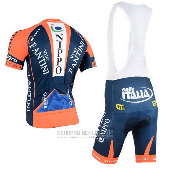 2015 Fahrradbekleidung Vini Fantini Orange und Blau Trikot Kurzarm und Tragerhose